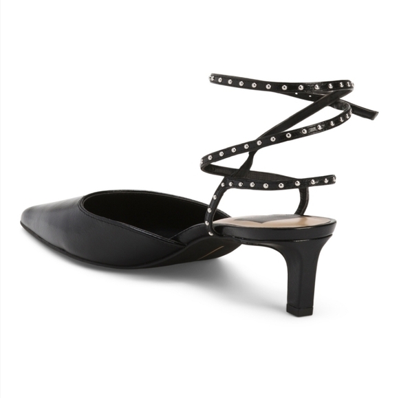 🖤🔹️DOLCE VITA🔹️ Midnight Black Leather Crinkle Patent Loklyn Kitten Heels - Picture 6 of 7